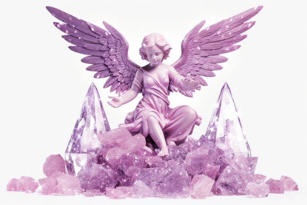 Sfondo glitter viola chiaro scintillante con ornamento angelico per la decorazione natalizia