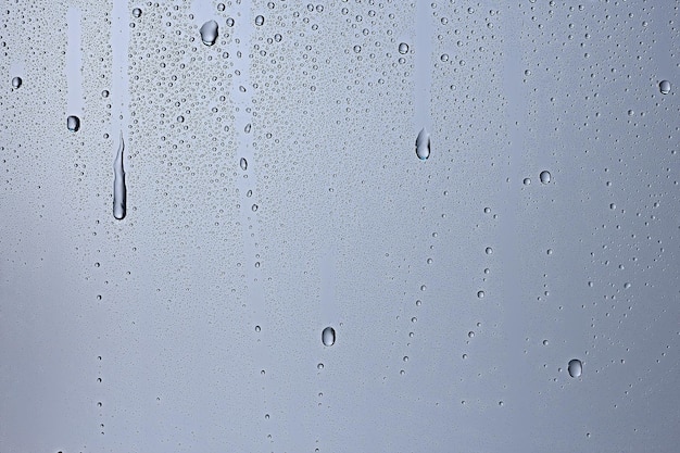 sfondo grigio bagnato / gocce di pioggia da sovrapporre alla finestra, meteo, sfondo gocce d'acqua pioggia sul vetro trasparente
