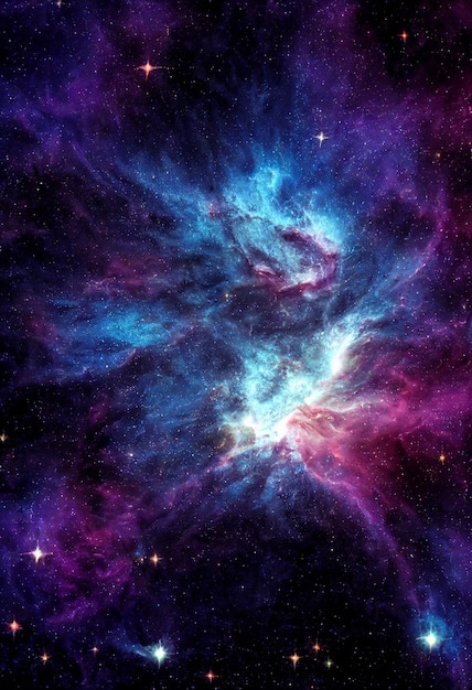 Sfondo HD nebulosa spaziale stelle universo colorato blu scuro rendering 3D