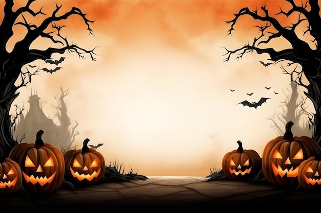 sfondo horror colorato chiaro per Halloween con zucche Jack O 'Lantern