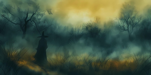 sfondo immagine con l'immagine di una strega rituali magici di magia fantasia