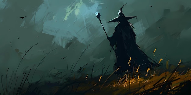 sfondo immagine con l'immagine di una strega rituali magici di magia fantasia