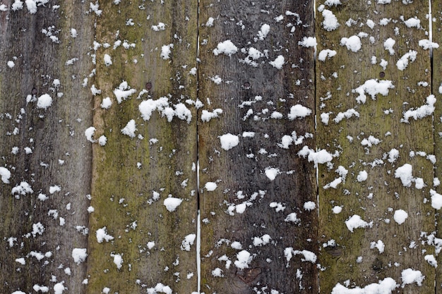 Sfondo in legno coperto di neve