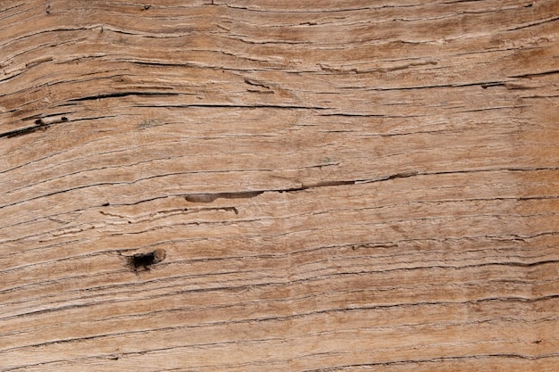 Sfondo in legno vecchio con crepe Struttura di un vecchio legno vicino Trama di colore marrone