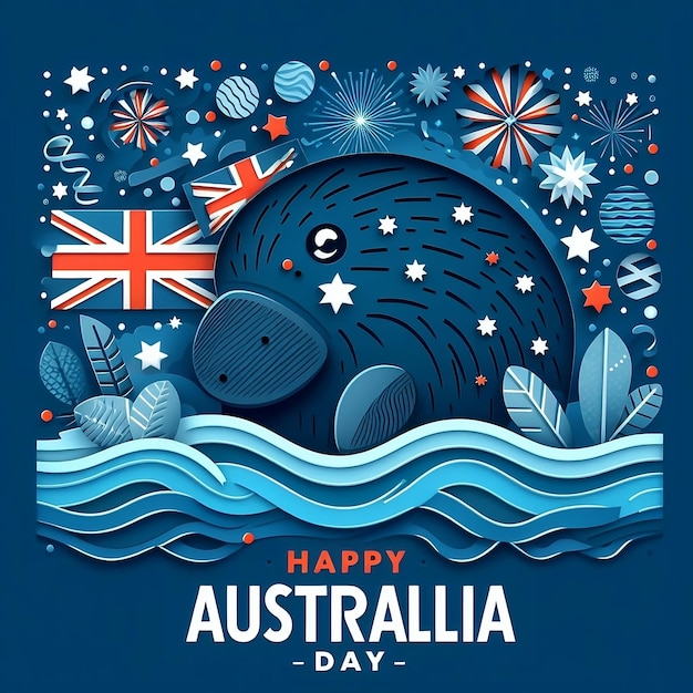 Sfondo in stile ornitorinco per la Festa dell'Australia 26 gennaio Festa della Libertà per gli annunci sui social media