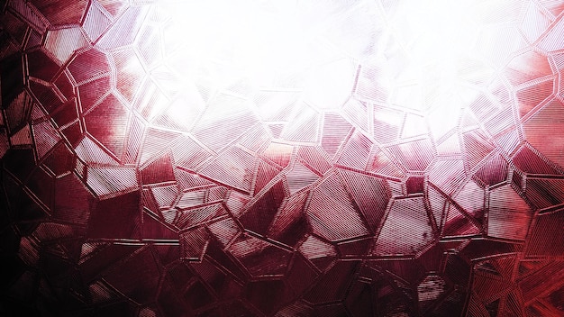 Sfondo in vetro goffrato Vetro ondulato monocromatico rosa Rifrazione della luce in una superficie irregolare e trasparente in controluce Il gioco dei riflessi Aree rosa rosso nero Sfondo astratto