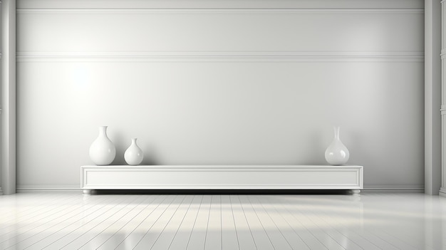 Sfondo interno bianco minimalista fotografia reale illuminazione uniforme AI generativa