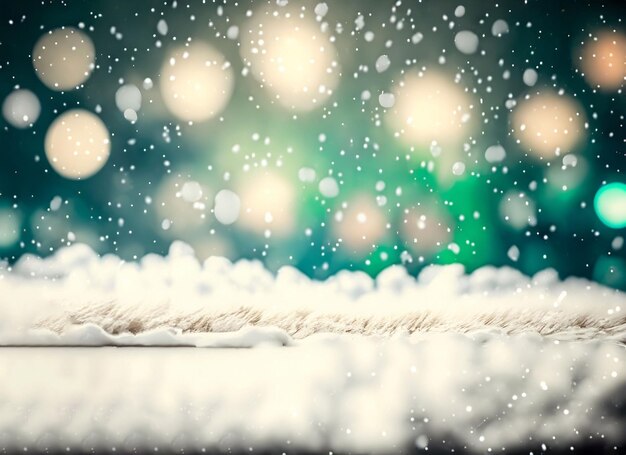 Sfondo invernale di Natale con neve e bokeh