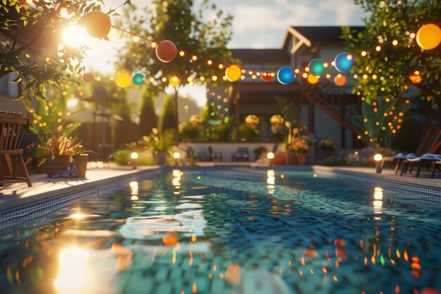sfondo invito a una festa in piscina in cortile festa estiva vacanze estive e vacanze