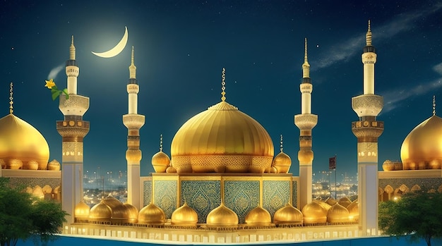 Sfondo islamico adatto per i saluti Eid Fitr Adha Muharram Ramadan