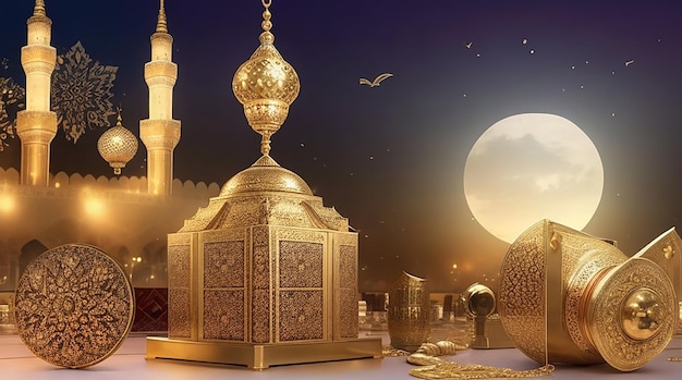 Sfondo islamico adatto per i saluti Eid Fitr Adha Muharram Ramadan