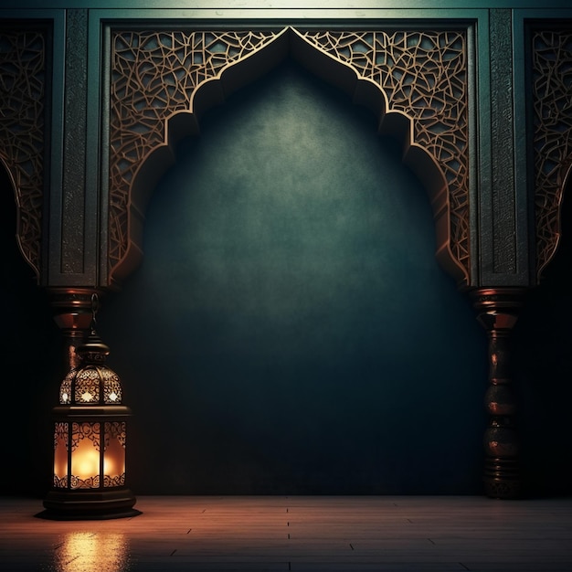 Sfondo islamico e interno della moschea con ornamento tradizionale arabo