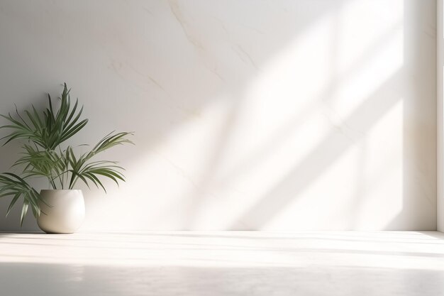 Sfondo leggero minimalista con ombra del fogliame sfocata su una parete leggera sfondo bello per