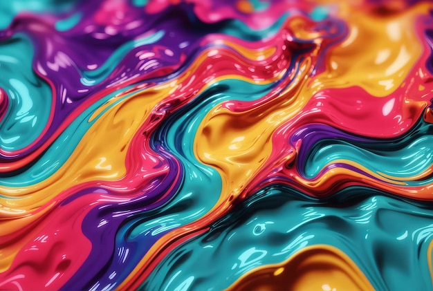 Sfondo liquido ondulato colorato 3D e realistico