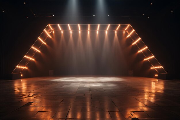 sfondo luminoso del palco vuoto palco illuminato con design di illuminazione calda per la danza moderna