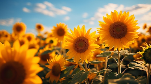 Sfondo lunatico cinematografico inclinato del girasole