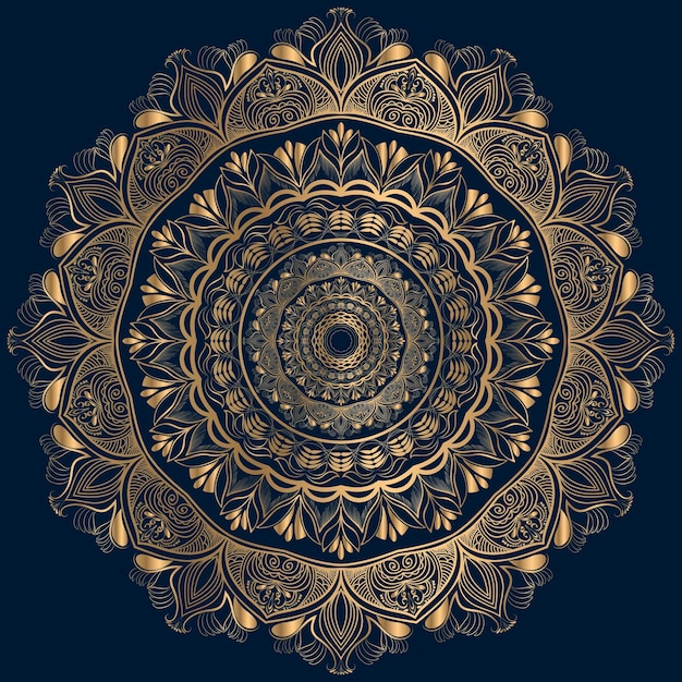 sfondo mandala modello d'oro disegno cartella vettoriale motivo di matrimonio nero reale indiano