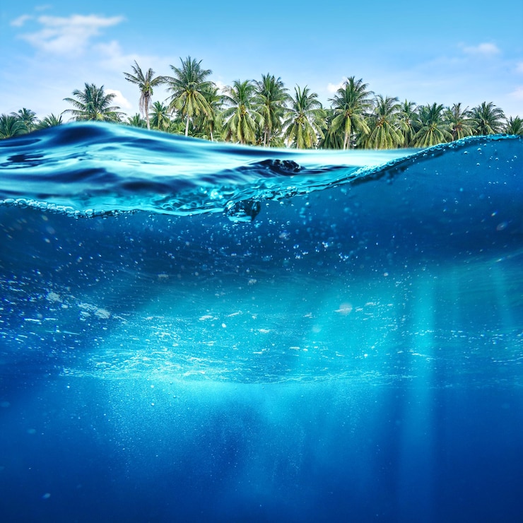 Foto sfondo marino astratto sott'acqua profonda vista tranquilla