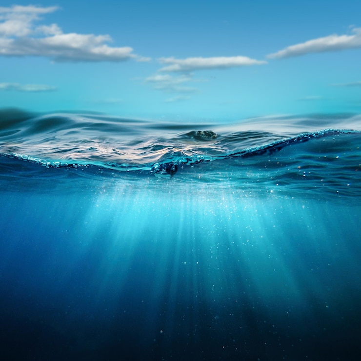 Foto sfondo marino astratto sott'acqua profonda vista tranquilla
