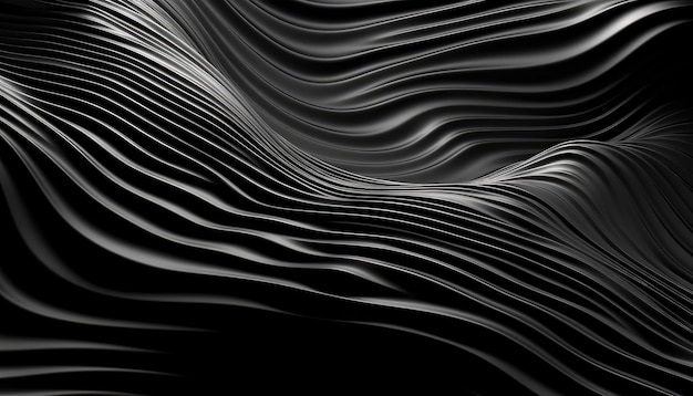 Sfondo metallico 3D strutturato nero ondulato