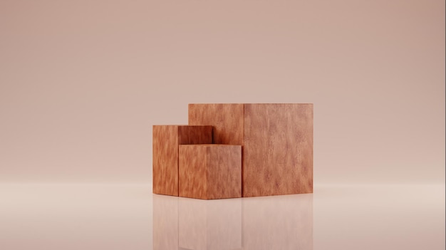 Sfondo minimale mock up scena con forma geometrica del podio per la visualizzazione del prodotto Rendering 3D Spazio di copia sfondo beige Cosmetici o prodotti di bellezza Banner minimalista con piedistallo in pietra naturale