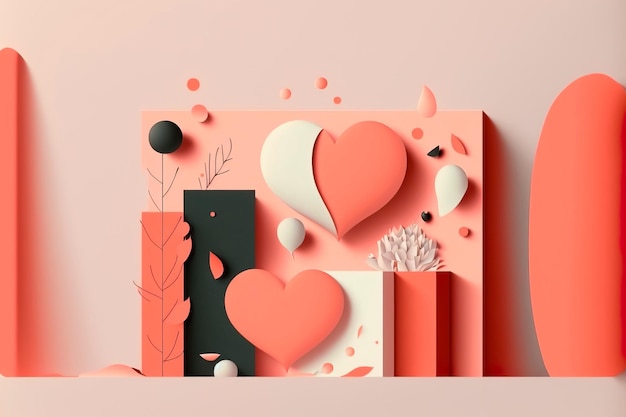 Sfondo minimo San Valentino minimalista Illustrazioni astratte con elementi di minimalismo