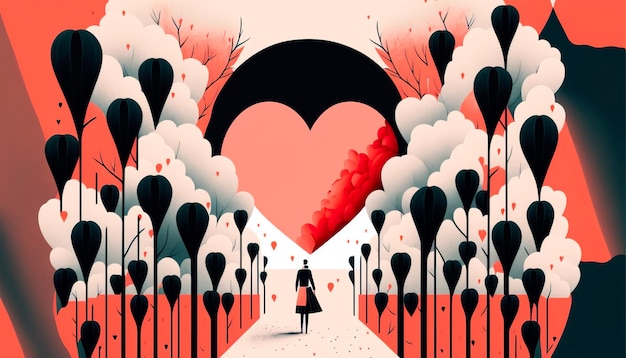 Sfondo minimo San Valentino minimalista Illustrazioni astratte con elementi di minimalismo