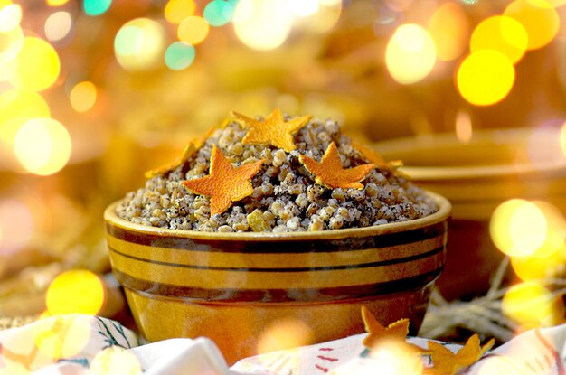 Sfondo Natale Tradizionale piatto dodici Christmas Eve Kutia piatto tradizionale di Natale in Ucraina