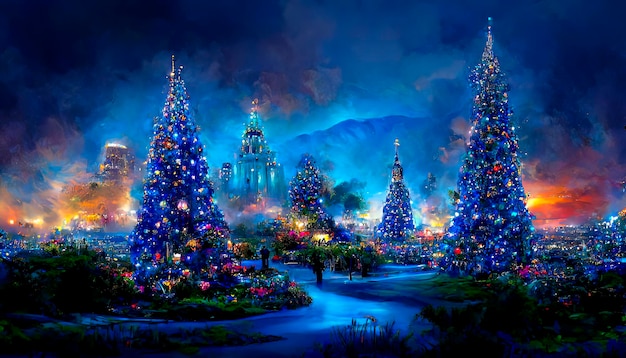 Sfondo natalizio e design natalizio albero di Natale 2023 Illustrazione natalizia