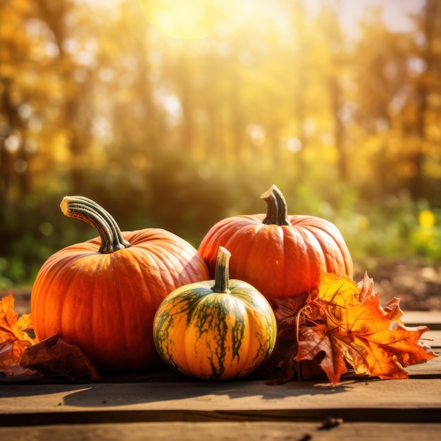 Sfondo naturale autunnale con zucche