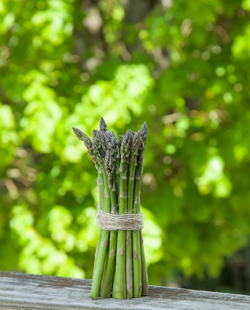 Sfondo naturale di asparagi crudi freschi verdi Concetto di alimentazione sana