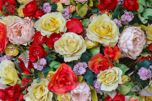 Sfondo naturale diversi bouquet di fiori.