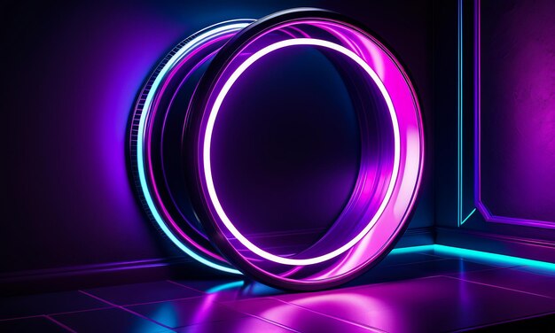 sfondo neon synthwave retro cyber punk city room colori futuristici magenta viola