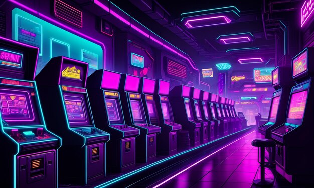 sfondo neon synthwave retro cyber punk city room colori futuristici magenta viola