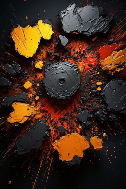 Sfondo nero arancione con carta da parati vulcanica a motivo di pietra