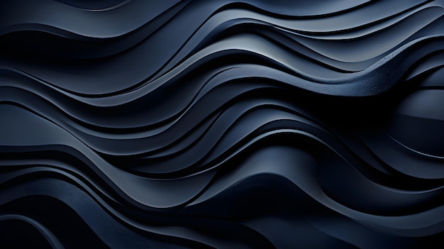 Sfondo nero astratto o illustrazione di sfondo di lusso grigio onda o design della carta da parati di curve eleganti in materiale nero Illustrazione ai generativa