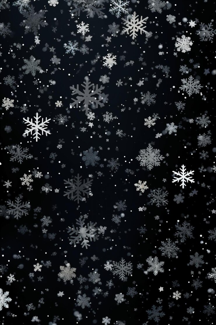 sfondo nero con bianco 3 dimentioni minuscoli fiocchi di neve bianchi su tutta l'AI generativa