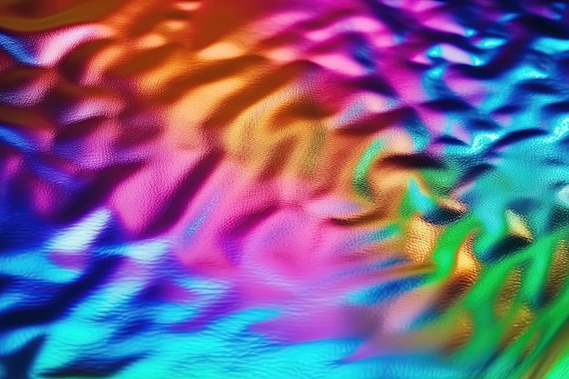 Sfondo olografico con trama in lamina multicolore Illustrazione dell'IA generativa