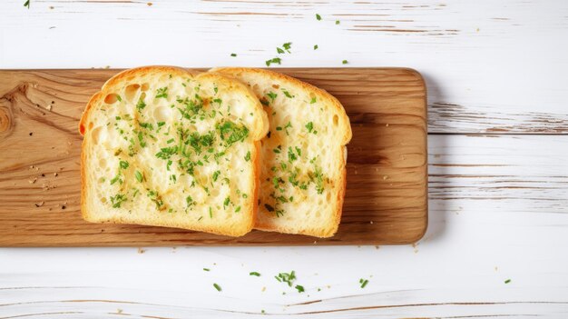 Sfondo orizzontale di pane all'aglio appena sfornato.