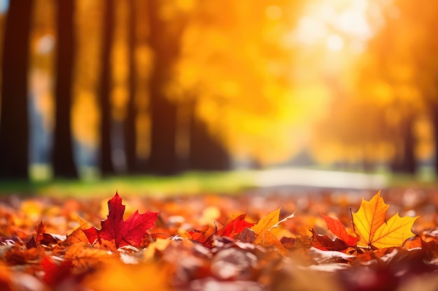 Sfondo panoramico ultra ampio sfocato colorato luminoso autunno