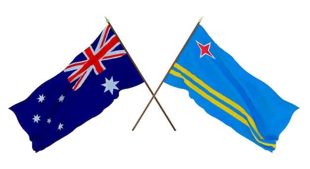 Sfondo per disegnatori illustratori Bandiere del Giorno dell'Indipendenza Nazionale Australia e Aruba