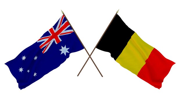 Sfondo per disegnatori illustratori Bandiere del giorno dell'indipendenza nazionale Australia e Belgio