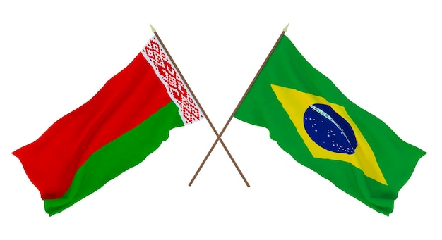 Sfondo per disegnatori illustratori Bandiere del giorno dell'indipendenza nazionale Bielorussia e Brasile