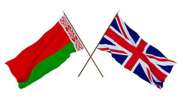 Sfondo per disegnatori illustratori Bandiere del giorno dell'indipendenza nazionale Bielorussia e Gran Bretagna