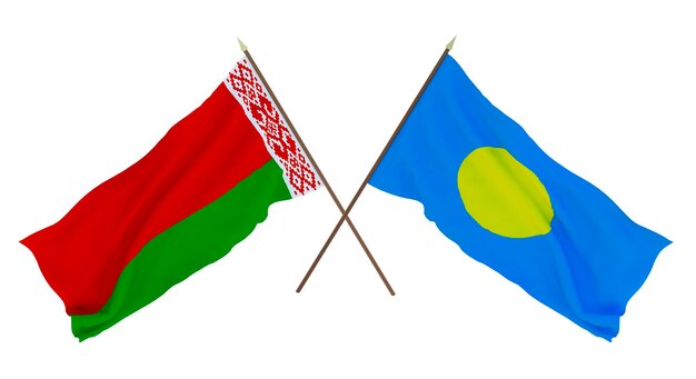 Sfondo per disegnatori illustratori Bandiere del giorno dell'indipendenza nazionale Bielorussia e Palau