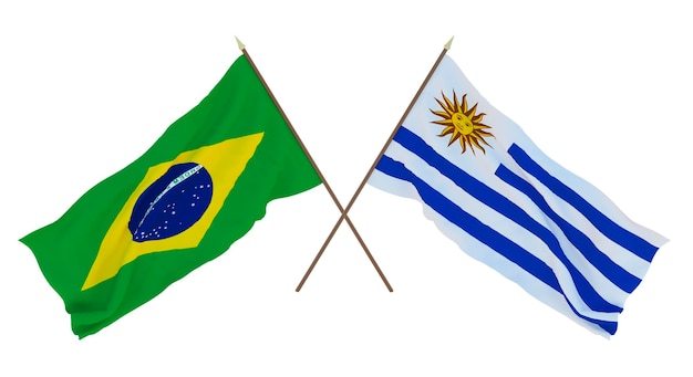 Sfondo per disegnatori illustratori Bandiere del giorno dell'indipendenza nazionale Brasile e Uruguay