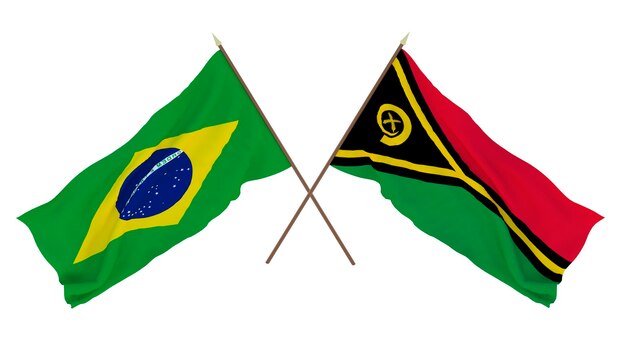 Sfondo per disegnatori illustratori Bandiere del giorno dell'indipendenza nazionale Brasile e Vanuatu