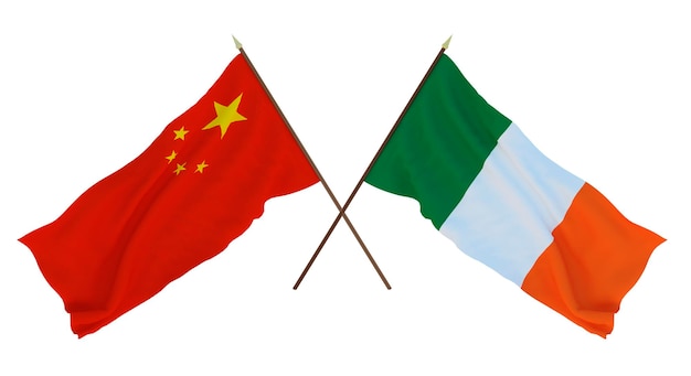 Sfondo per disegnatori illustratori Bandiere del giorno dell'indipendenza nazionale Cina e Irlanda