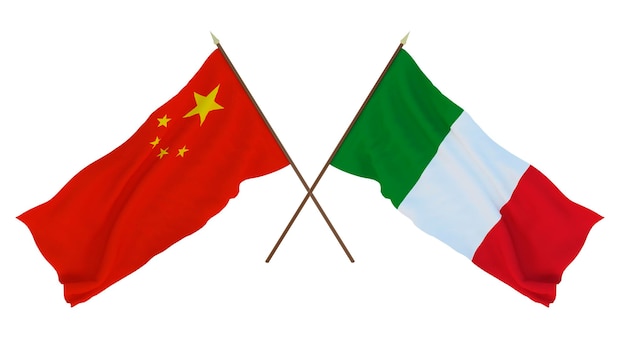 Sfondo per disegnatori illustratori Bandiere del Giorno dell'Indipendenza Nazionale Cina e Italia