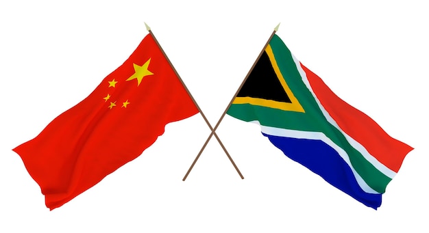 Sfondo per disegnatori illustratori Bandiere del Giorno dell'Indipendenza Nazionale Cina e Sud Africa